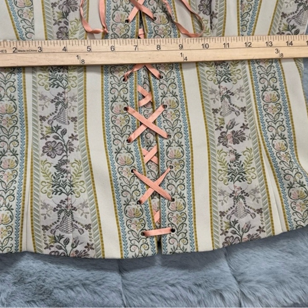 RARE Vintage Nanette Lepore Dusty Pink Tapestry Corset Top - Picture 10 of 15